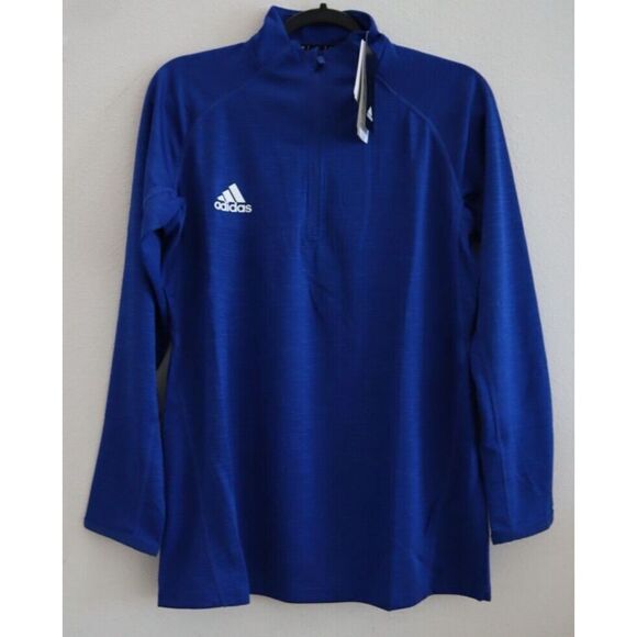 Adidas EA0846 Women's Sz L Royal Blue/White Game Mode 1/4 Zip L/S Pullover - Picture 1 of 8